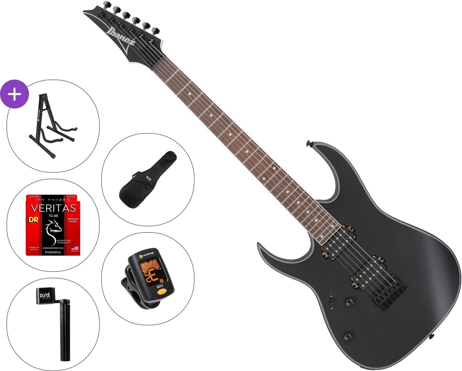 Elektriskā ģitāra Ibanez RG421EXL Standard SET Black Flat Elektriskā ģitāra