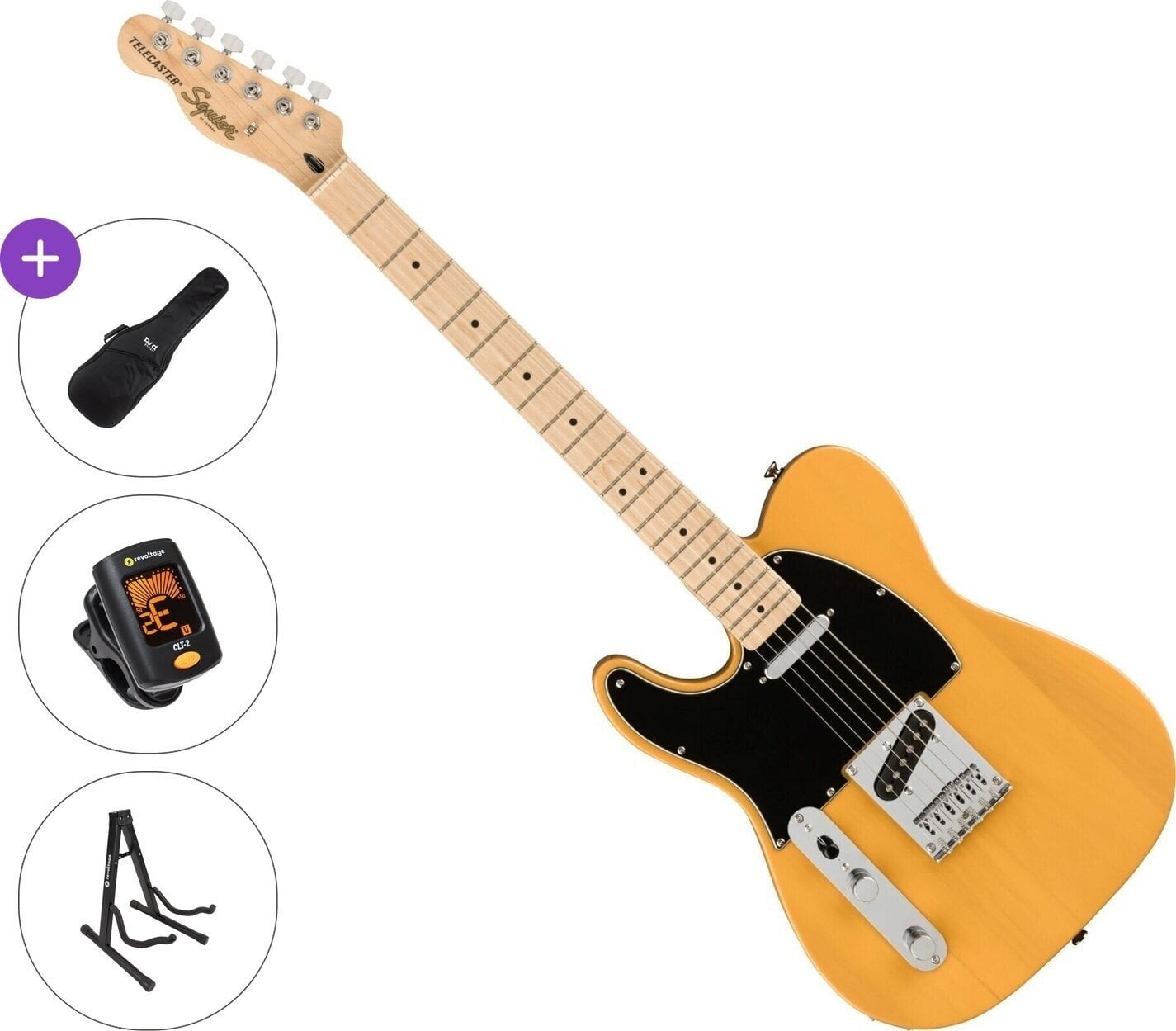 E-Gitarre Fender Squier Affinity Series Telecaster LH MN BPG Basic SET Butterscotch Blonde E-Gitarre