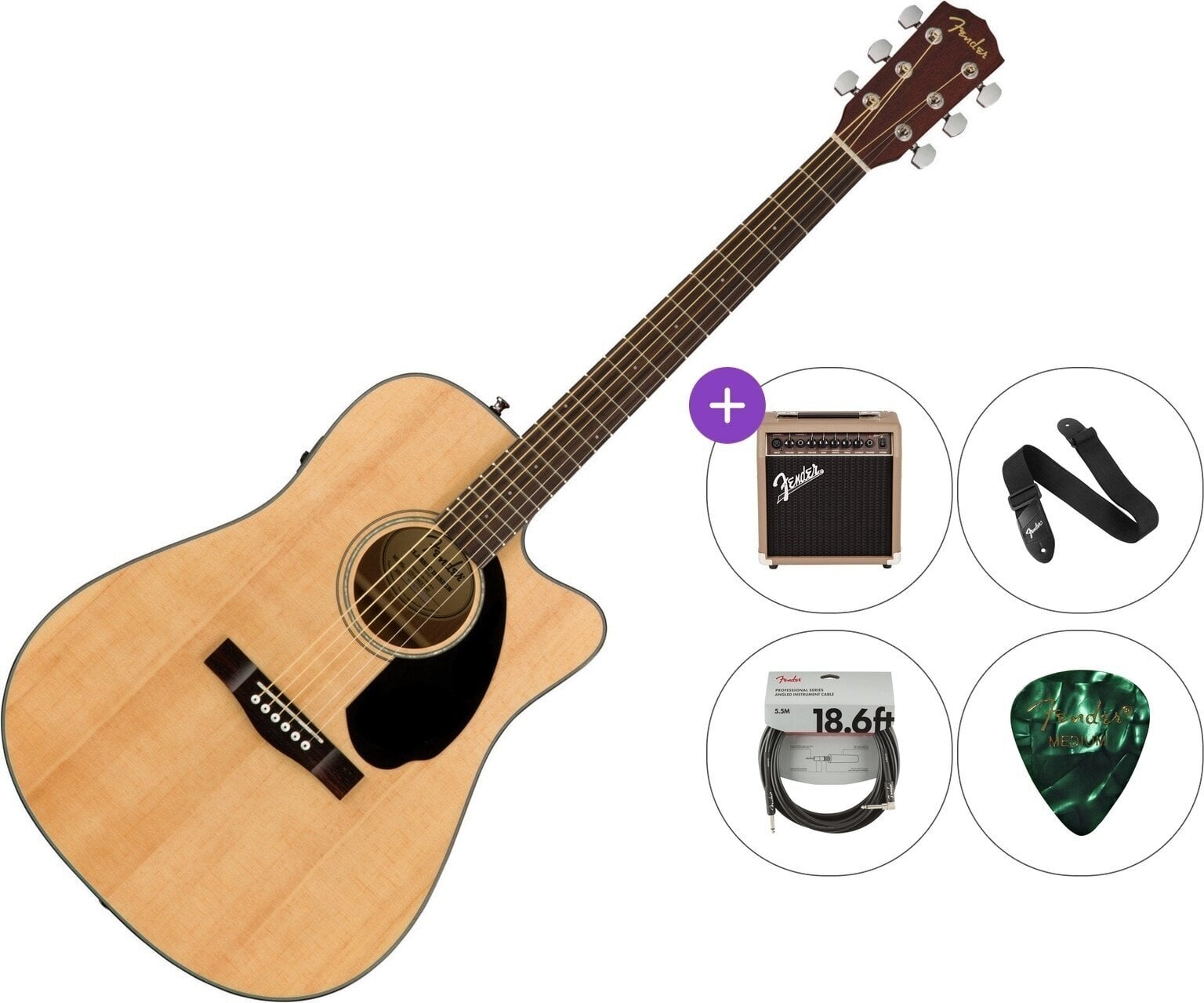 electro-acoustic guitar Fender CD-60SCE Standard SET Natural electro-acoustic guitar