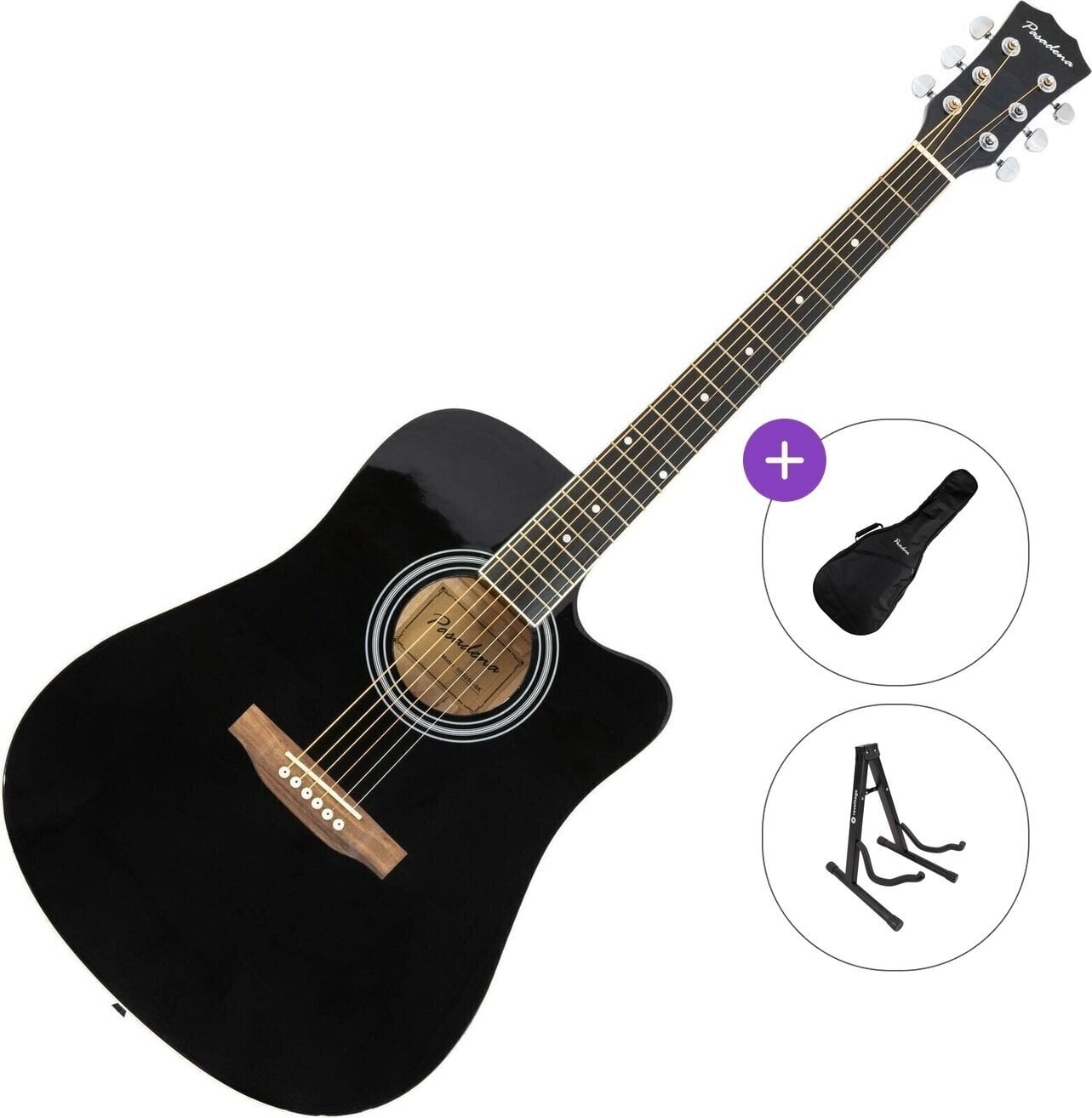 Akustická kytara Pasadena SG028C Standard SET Black Akustická kytara