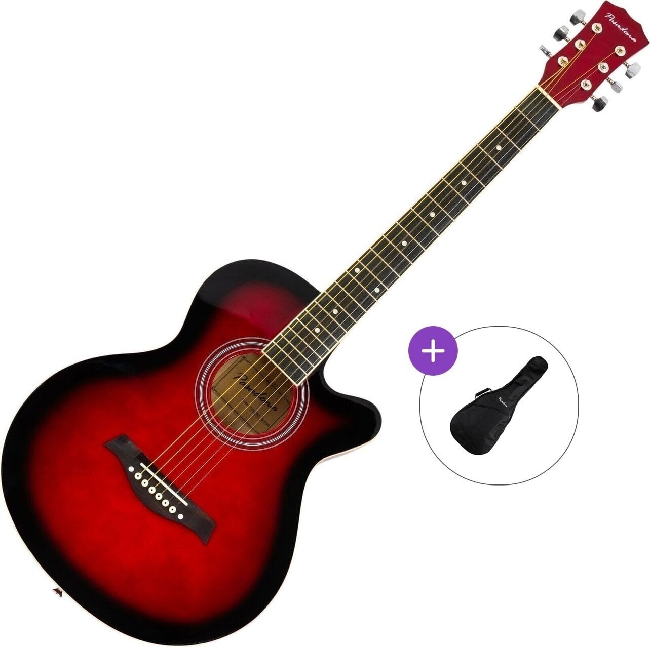 Джъмбо китара Pasadena SG026C-38 Basic SET Red Sunburst Джъмбо китара