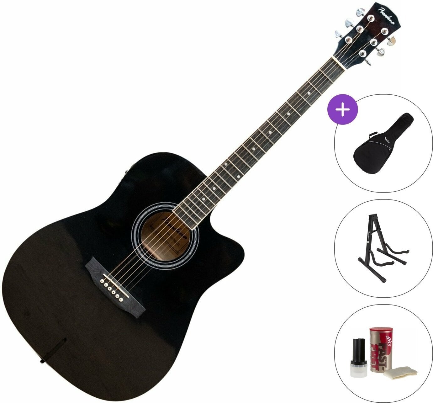 Elektro-akustična Dreadnought Pasadena SG028CE Standard SET Black Elektro-akustična Dreadnought