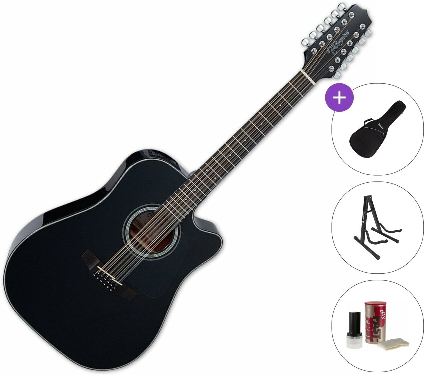 12-keelne elektroakustiline kitarr Takamine GD30CE-12 Standard SET Black 12-keelne elektroakustiline kitarr