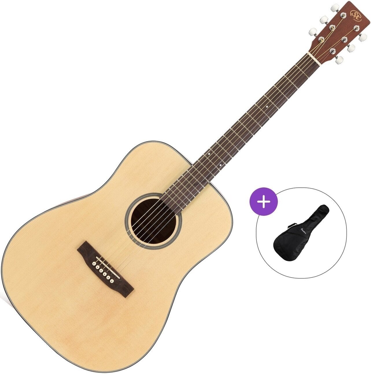 Akustická kytara SX SD304 Basic SET Natural Akustická kytara