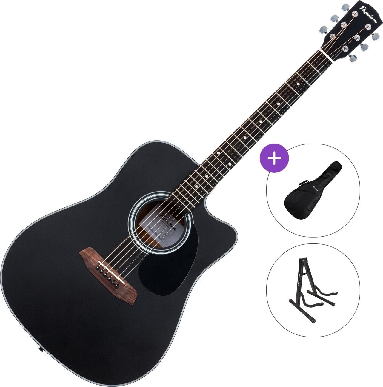 Akustická kytara Pasadena PDC-100 Standard SET Black Akustická kytara