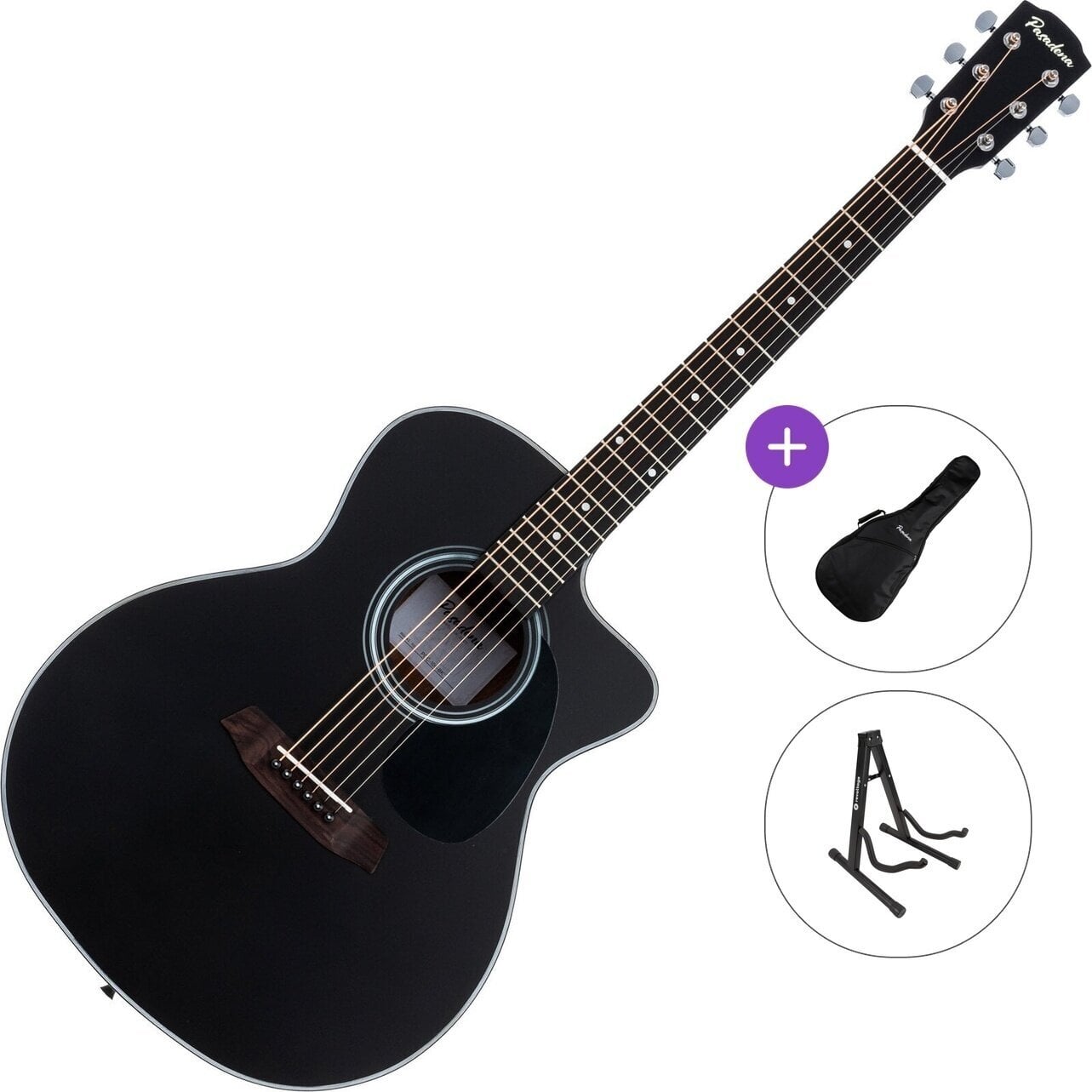 Jumbo Guitar Pasadena PGC-100 Standard SET Black Jumbo Guitar