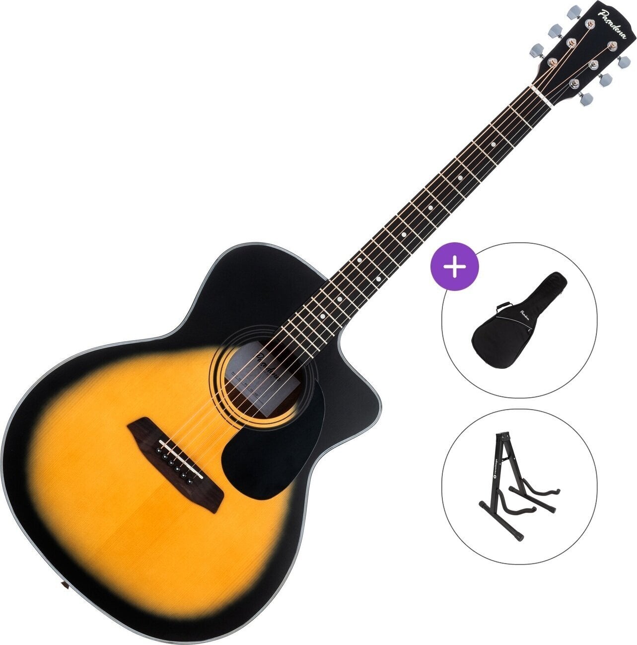 Jumbo ģitāra Pasadena PGC-100 Standard SET Sunburst Jumbo ģitāra