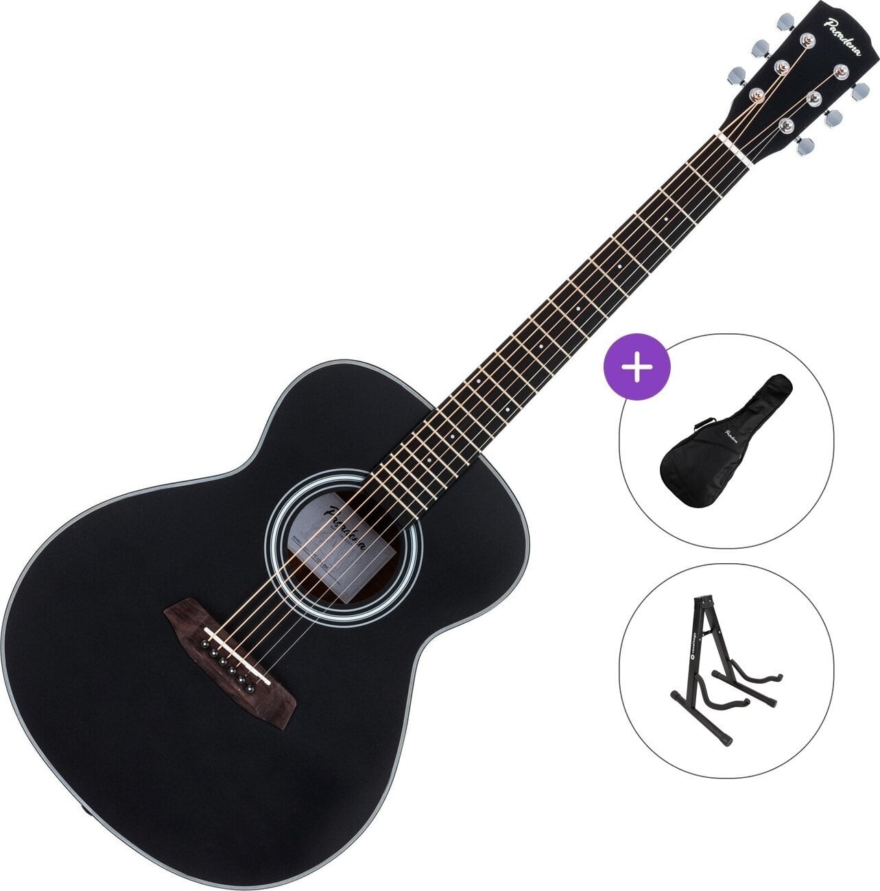 Chitară acustică Pasadena PT-100 Standard SET Black Chitară acustică