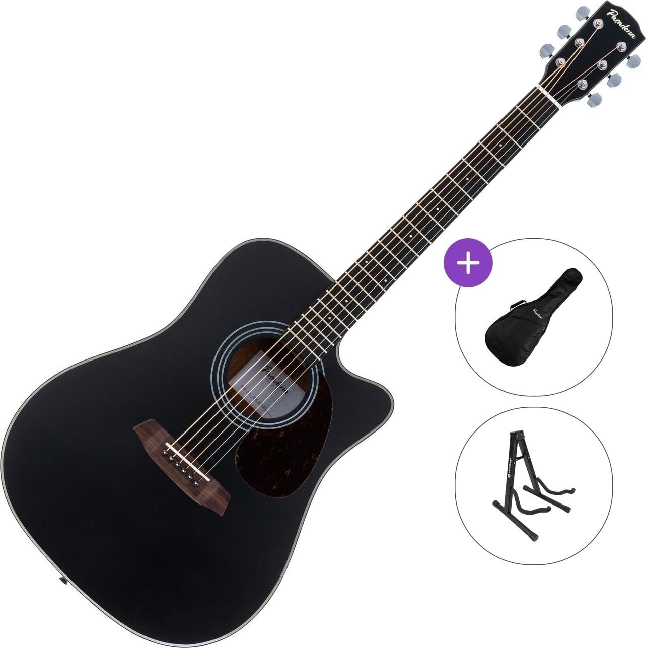 Dreadnought Guitar Pasadena PDC-200 Standard SET Black Dreadnought Guitar