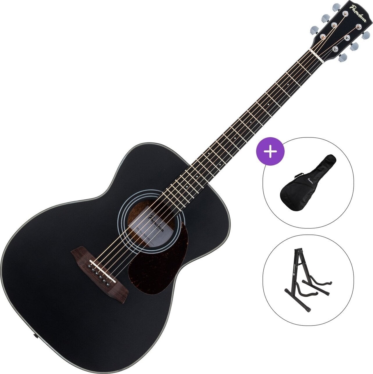 Jumbo Akustikgitarre Pasadena PG-200 Standard SET Black Jumbo Akustikgitarre
