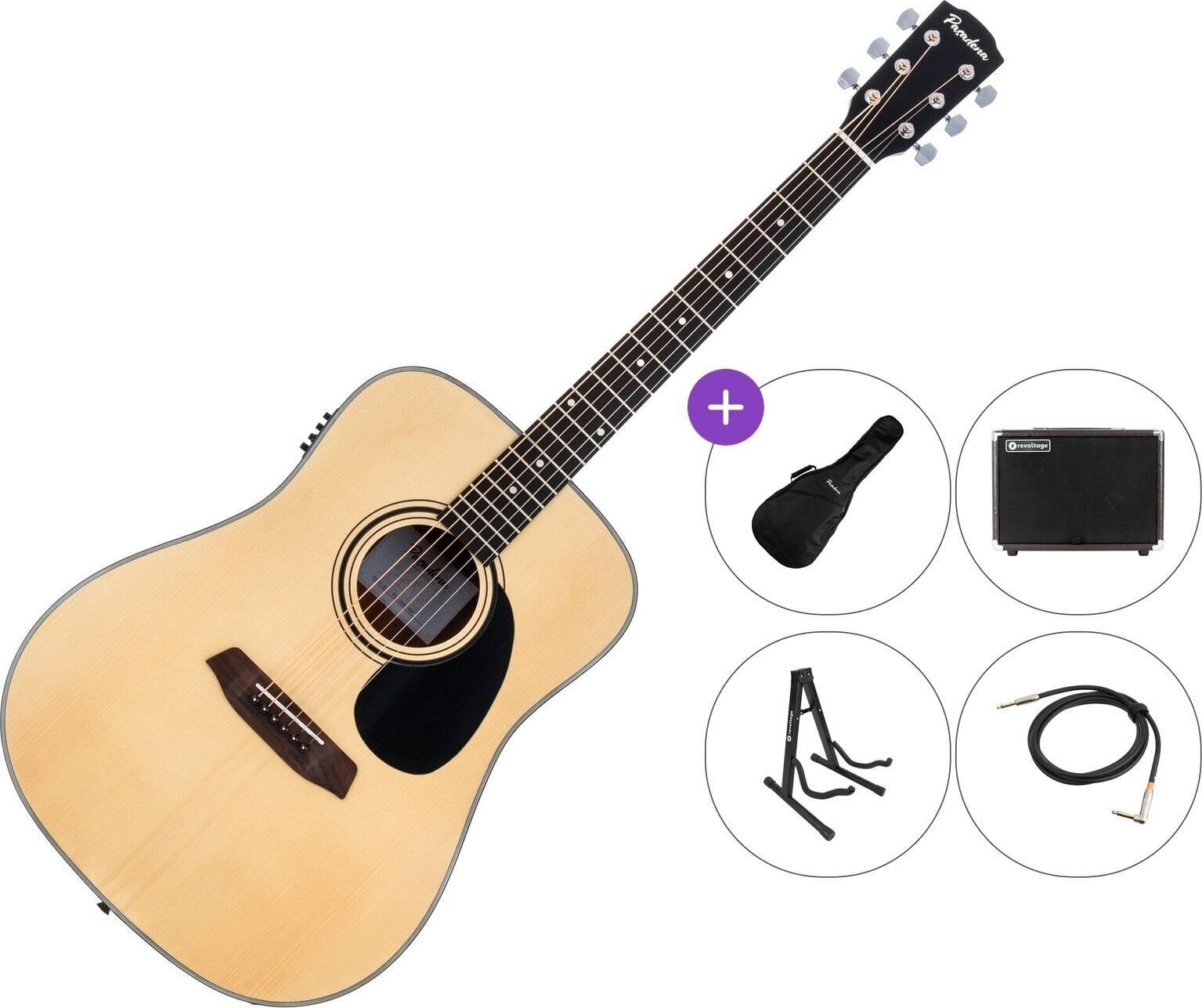 electro-acoustic guitar Pasadena PD-100E Premium SET Natural electro-acoustic guitar
