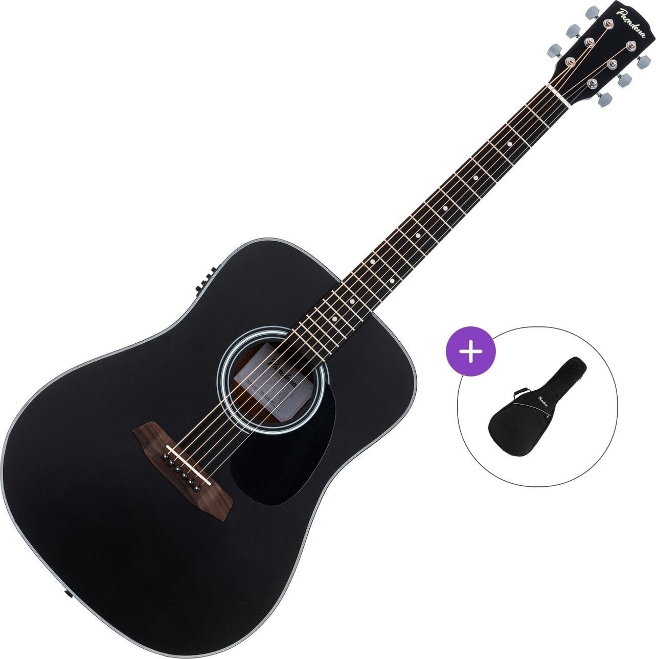 Chitarra Semiacustica Dreadnought Pasadena PD-100E Basic SET Black Chitarra Semiacustica Dreadnought