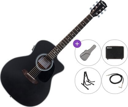 electro-acoustic guitar Pasadena PGC-100E Premium SET Black electro-acoustic guitar - 1