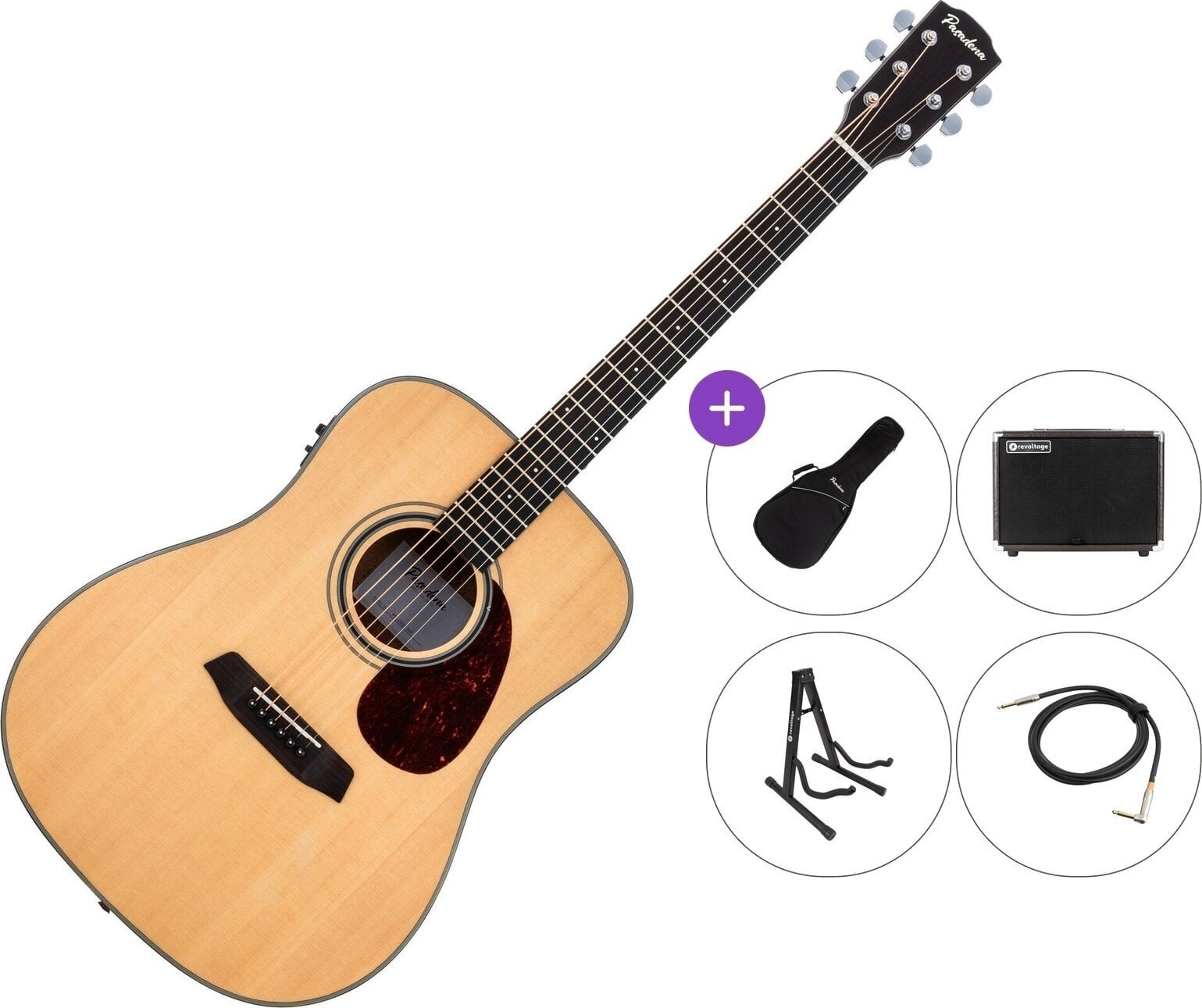electro-acoustic guitar Pasadena PD-200E Premium SET Natural electro-acoustic guitar