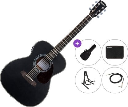 electro-acoustic guitar Pasadena PG-200E Premium SET Black electro-acoustic guitar - 1