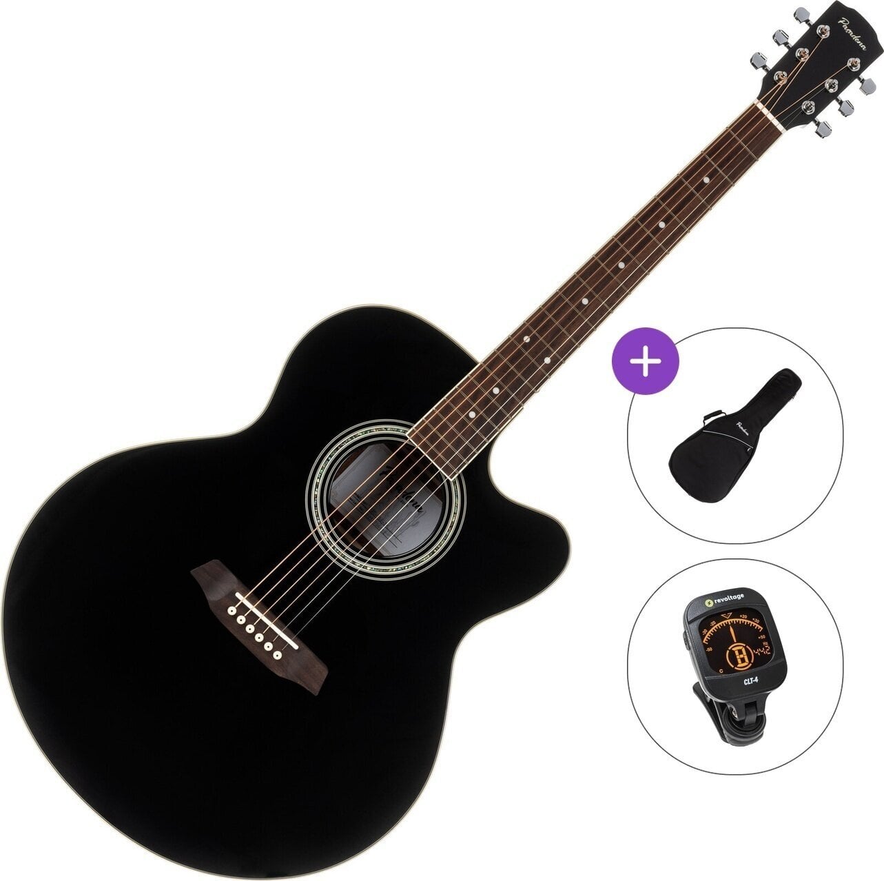 Jumbo ģitāra Pasadena PJC-350 Standard SET Black Jumbo ģitāra