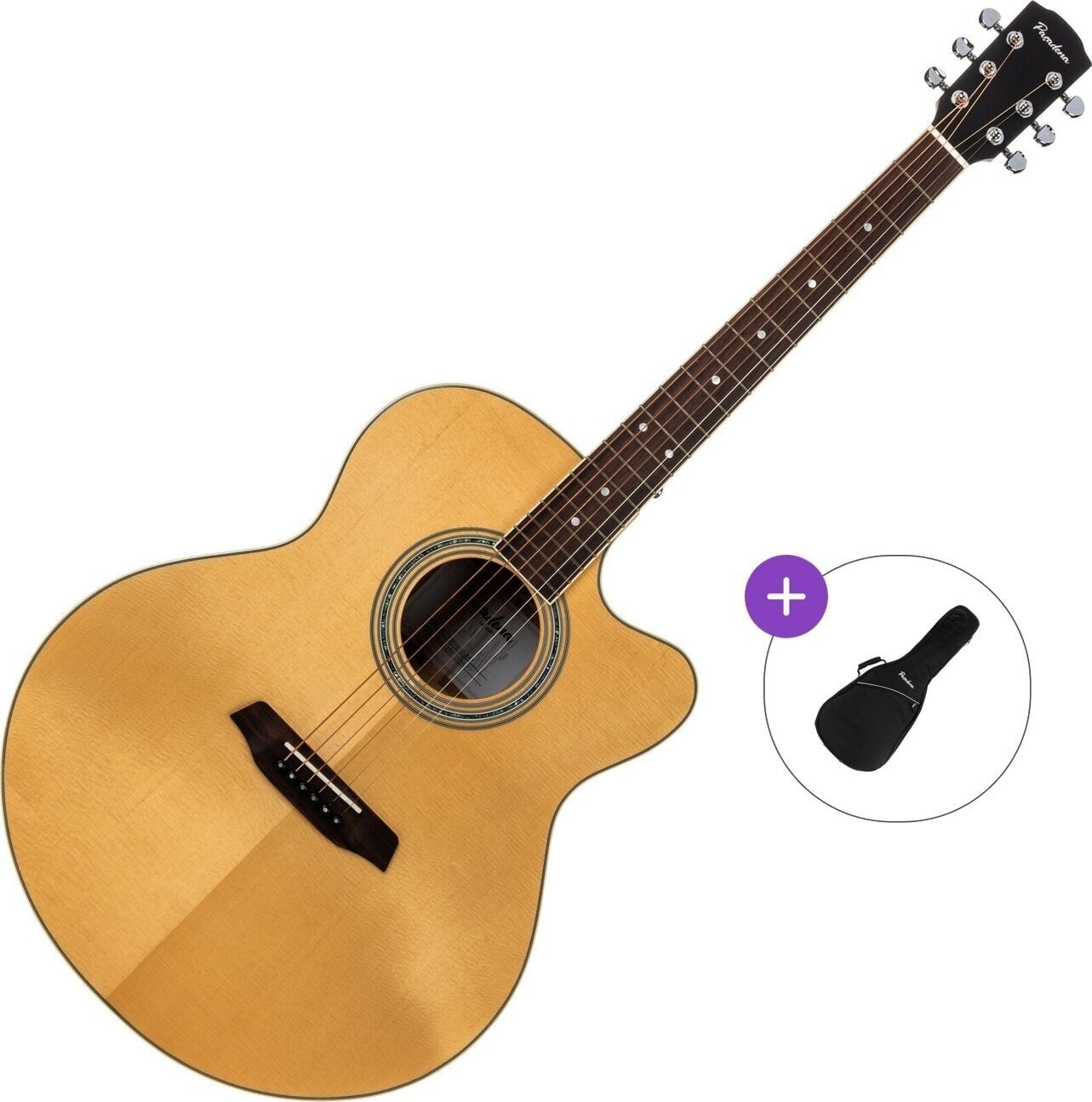 Jumbo ģitāra Pasadena PJC-500 All Solid Basic SET Natural Gloss Jumbo ģitāra