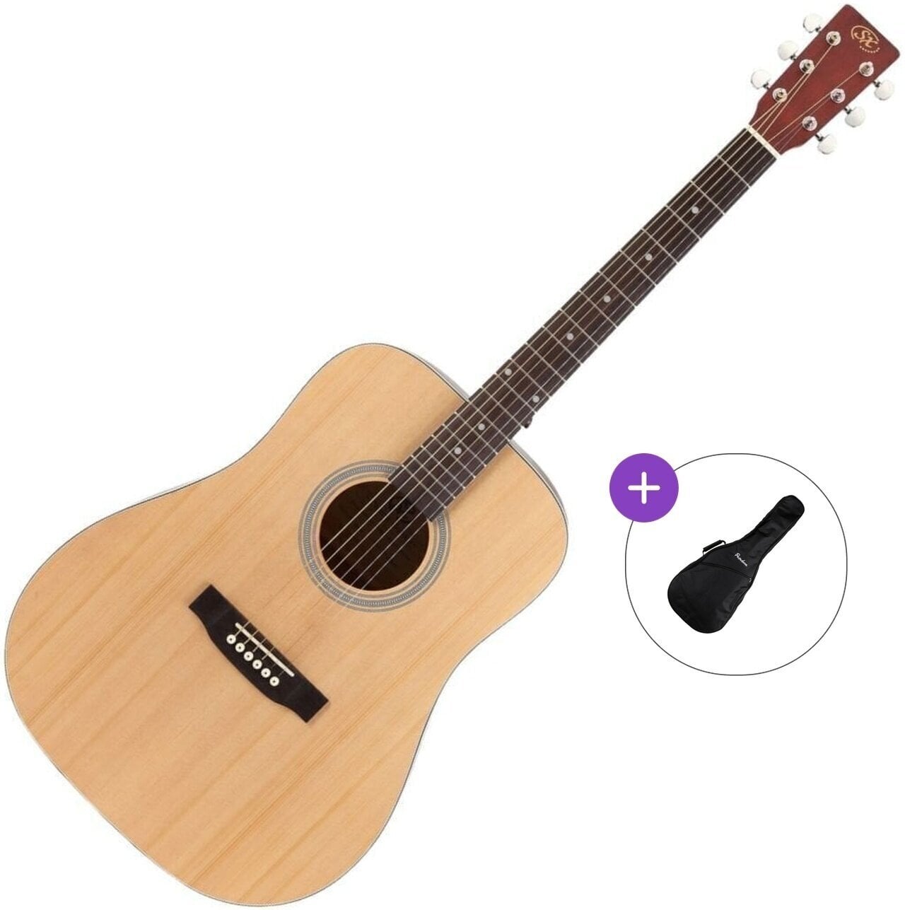 Akustická kytara SX SD204 Basic SET Natural Akustická kytara