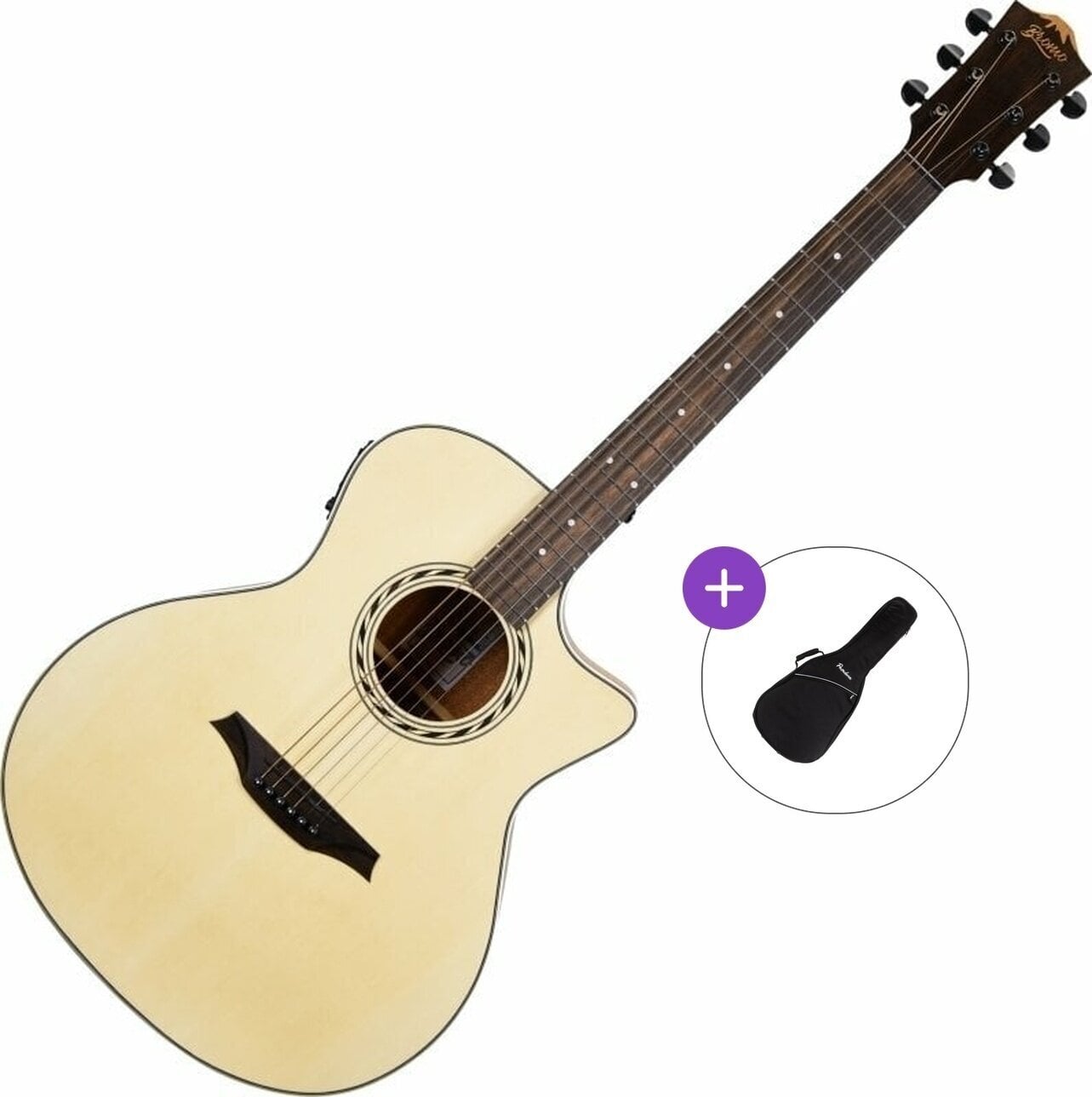 Jumbo Elektro-Akustikgitarren Bromo BAA2CE Basic SET Natural Jumbo Elektro-Akustikgitarren