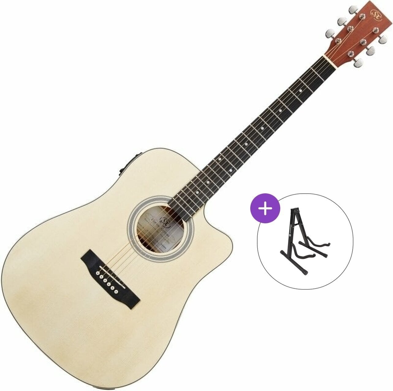 electro-acoustic guitar SX SD304TCE Basic SET Natural electro-acoustic guitar