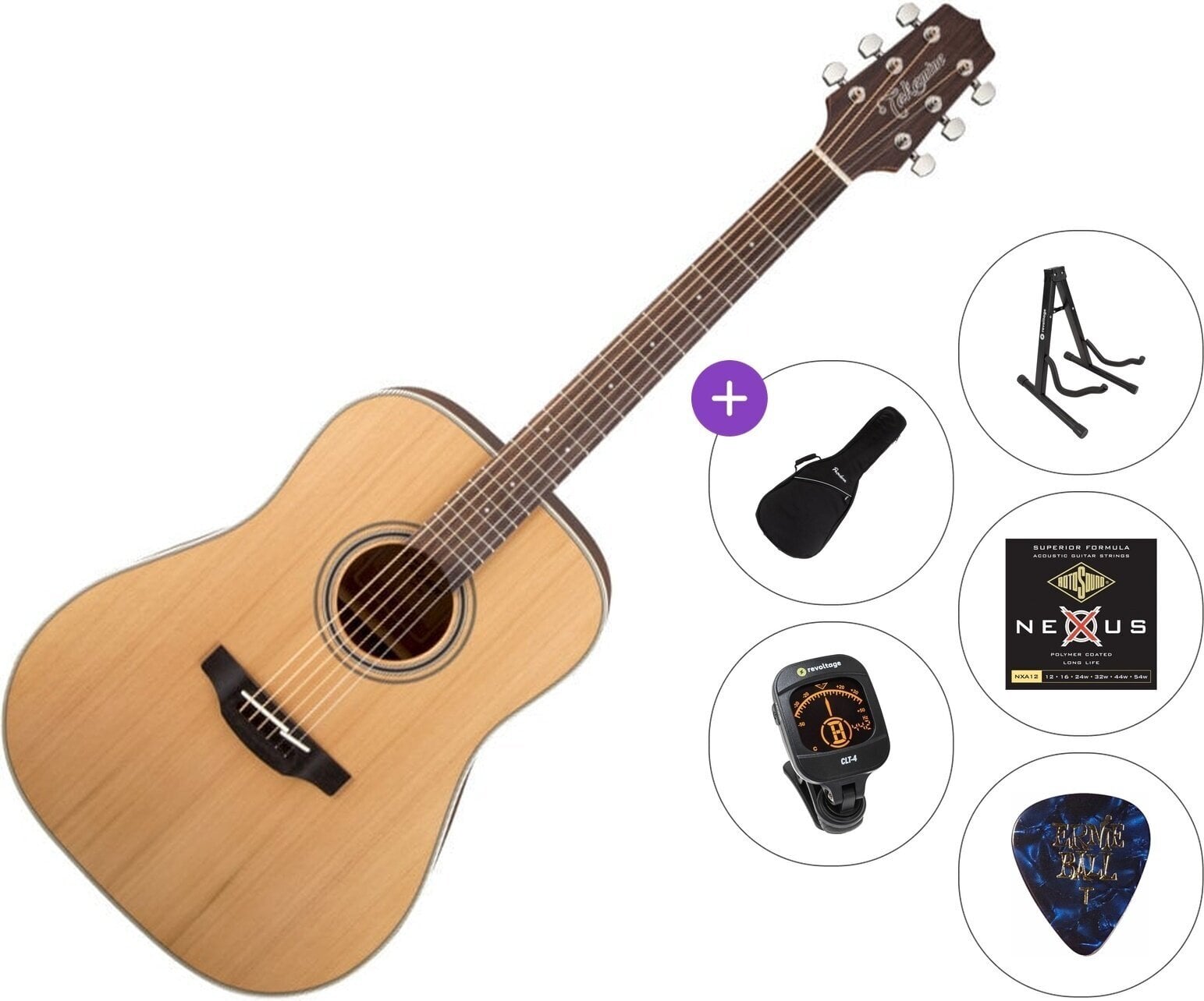 Dreadnought kitarr Takamine GD20 Premium SET Natural Satin Dreadnought kitarr