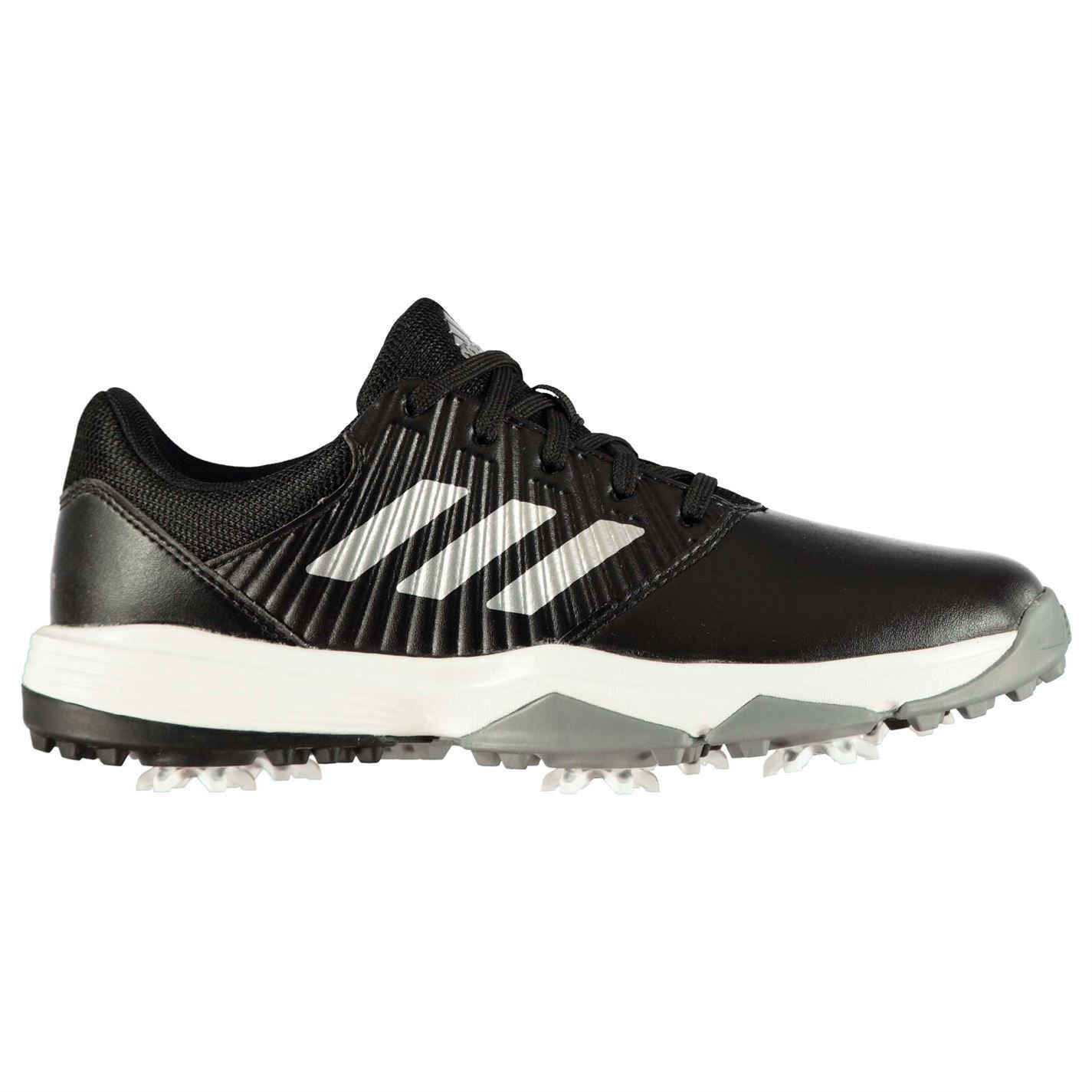 Chaussures de golf junior Adidas CP Traxion Junior Chaussures de Golf Core Black/Silver Metal/White UK 3