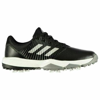 Calçado de golfe júnior Adidas CP Traxion Junior Golf Shoes Core Black/Silver Metal/White UK 2 - 1