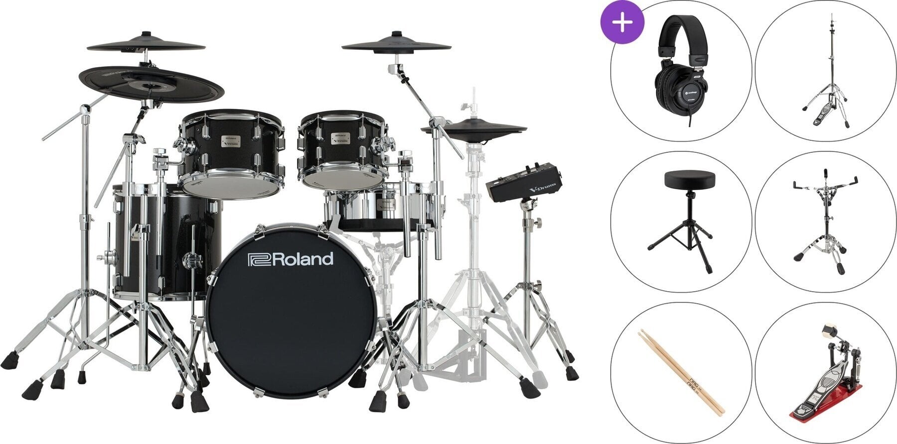 Elektroniskais bungu komplekts Roland VAD516 Standard SET Black Elektroniskais bungu komplekts