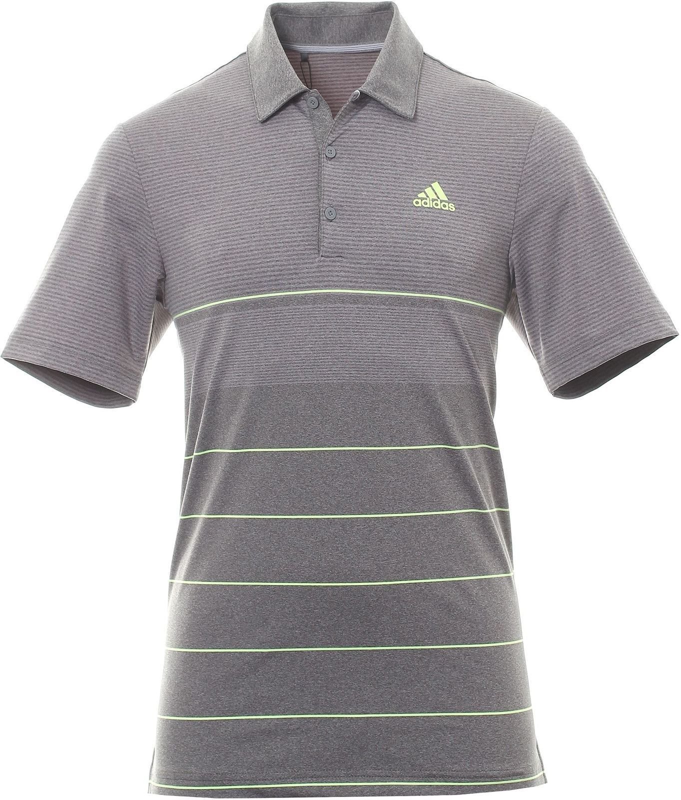 Camisa pólo Adidas Ultimate365 Heathered Stripe Mens Polo Grey/Yellow M