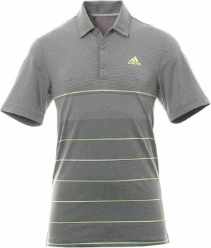 Polo Shirt Adidas Ultimate365 Heathered Stripe Mens Polo Shirt Grey Five Heather/Hi-Res Yellow M - 1