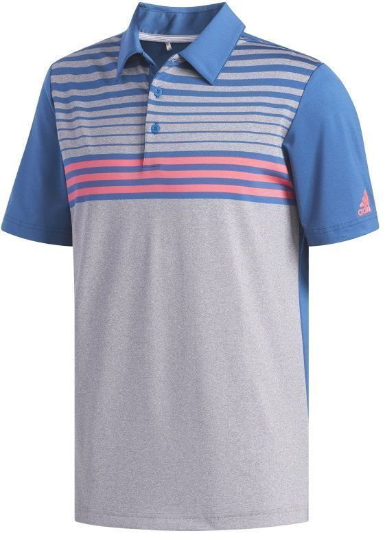 Polo Shirt Adidas Ultimate365 3-Stripes Heathered Mens Polo Shirt Grey Three Heather/Dark Marine/Shock Red XL