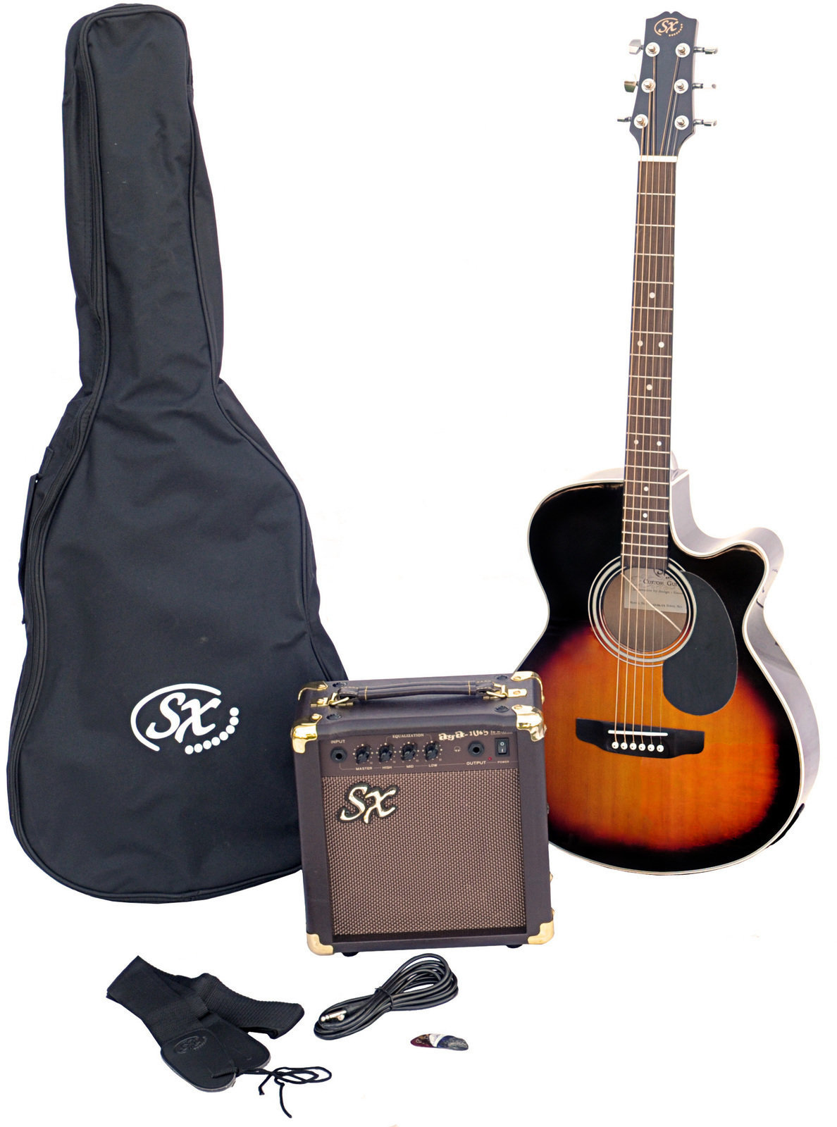 Guitare Jumbo acoustique-électrique SX SA3 Electric Acoustic Kit Vintage Sunburst