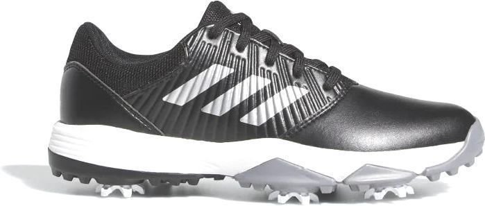 Chaussures de golf junior Adidas CP Traxion Junior Chaussures de Golf Core Black/Silver Metal/White UK 2,5