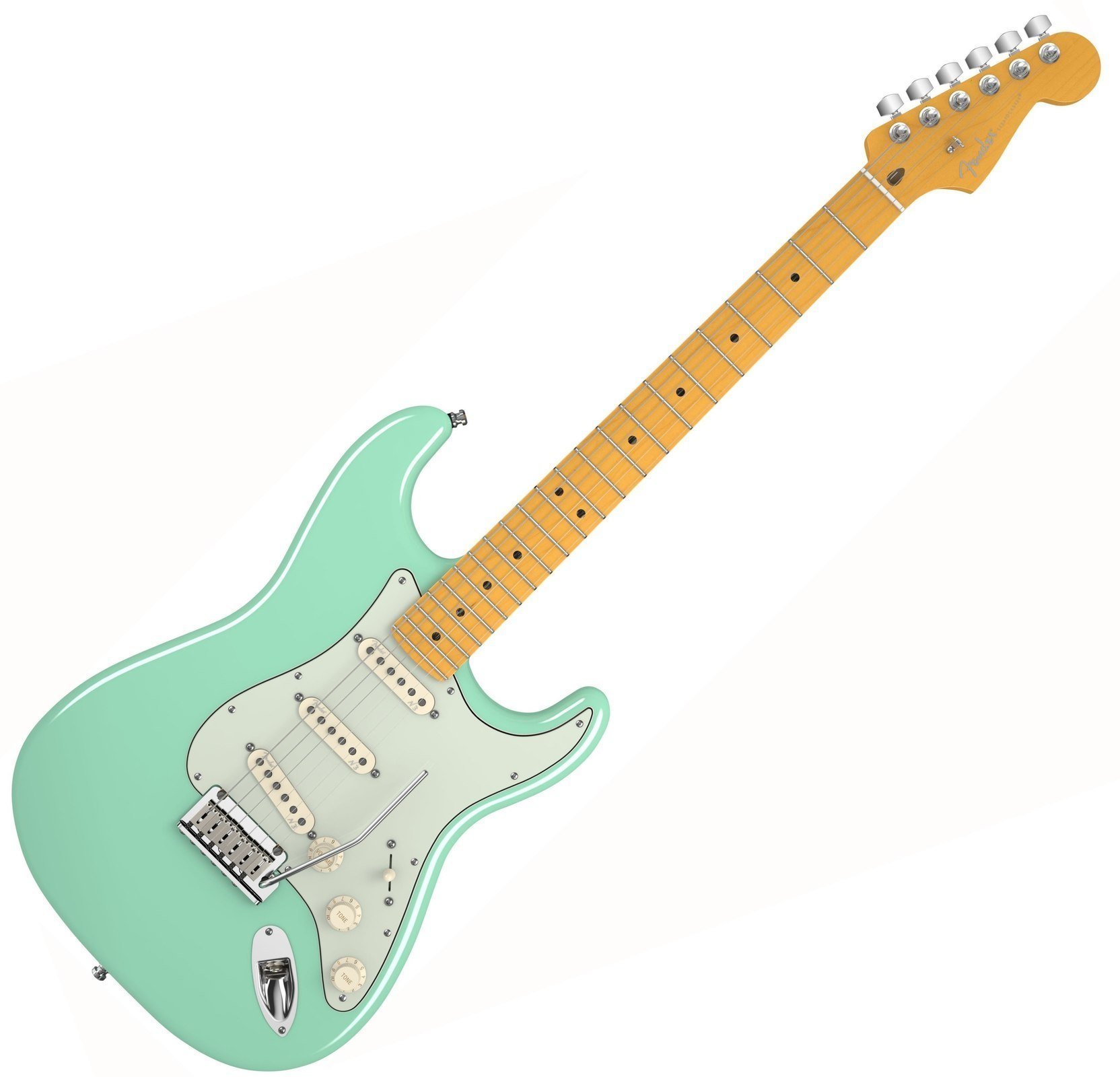 Elektrická kytara Fender American Deluxe Stratocaster V Neck, Maple Fingerboard, Surf Green