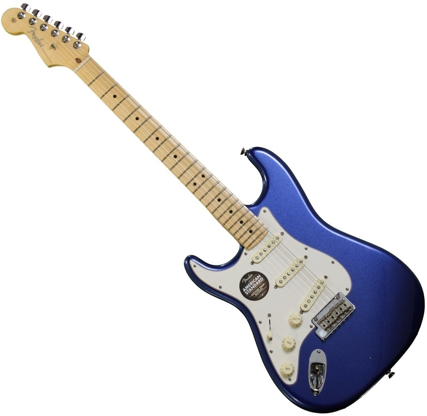 Guitarra elétrica para esquerdinos Fender American Standard Stratocaster, Left Handed, Maple Fingerboard, Mystic Blue