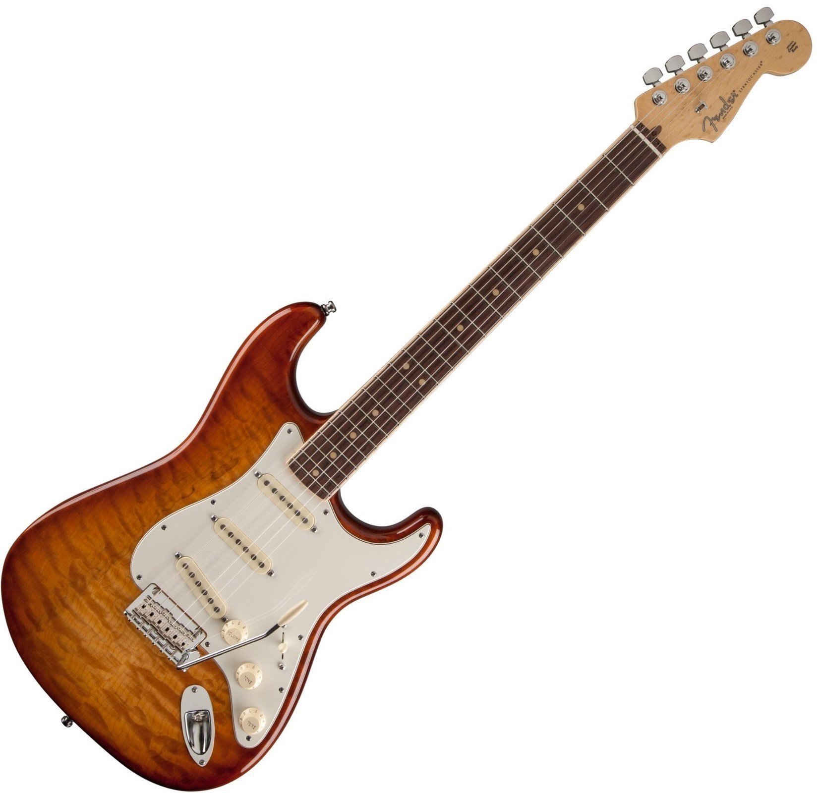 Elektrische gitaar Fender Deluxe Stratocaster HSS Plus Top with iOS Connectivity, Rosewood Fingerboard, Tobacco Sunburst