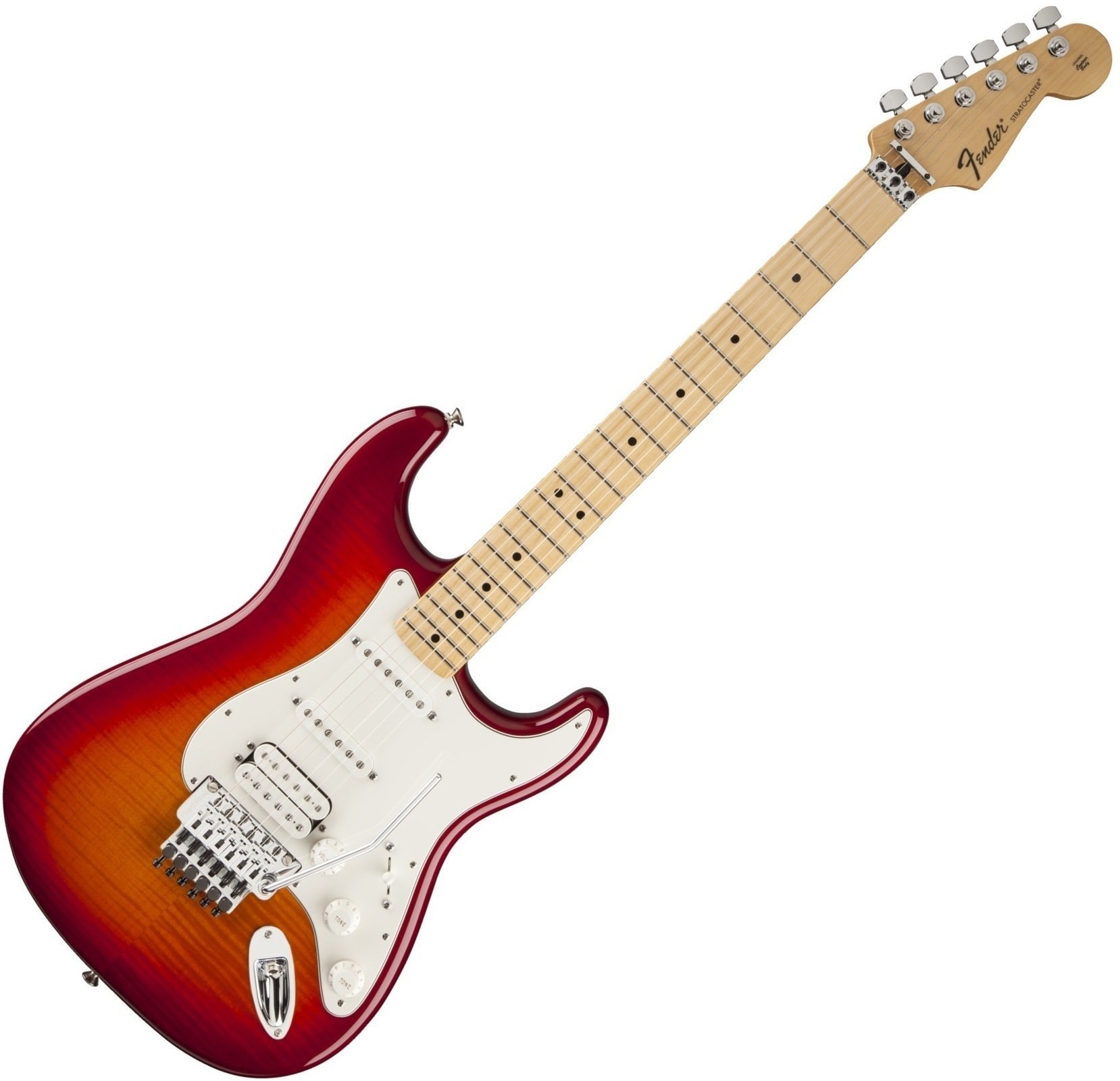 Electric guitar Fender Standard Stratocaster HSS PlusTop with Locking Tremolo, Maple F-board, Aged Cherry Burst