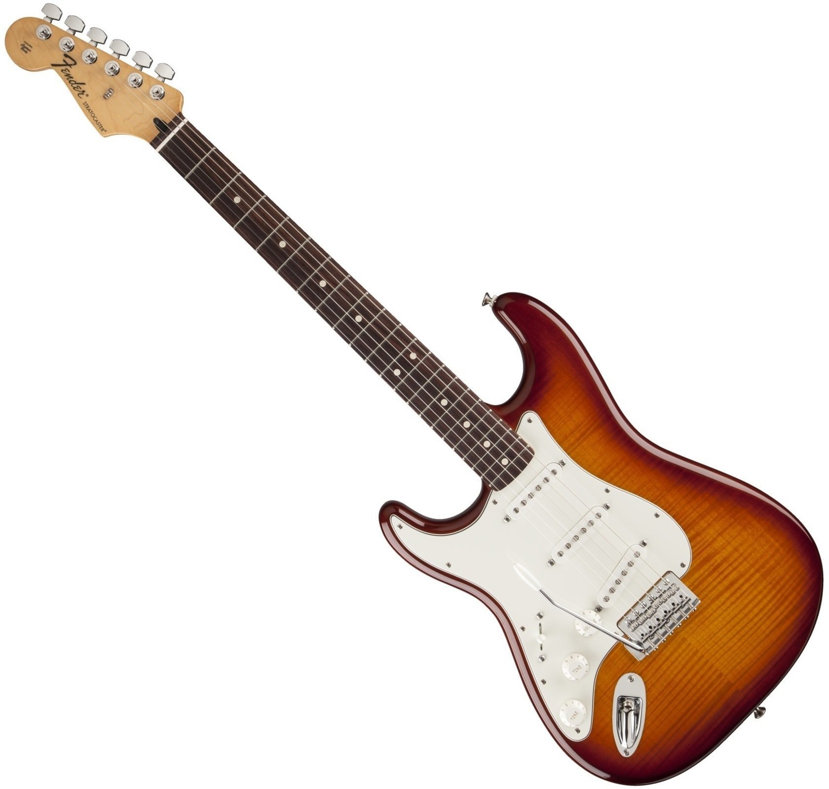 Guitarra eléctrica para zurdos Fender Standard Stratocaster Plus Top Left Handed, Rosewood Fingerboard, Tobacco Sunburst