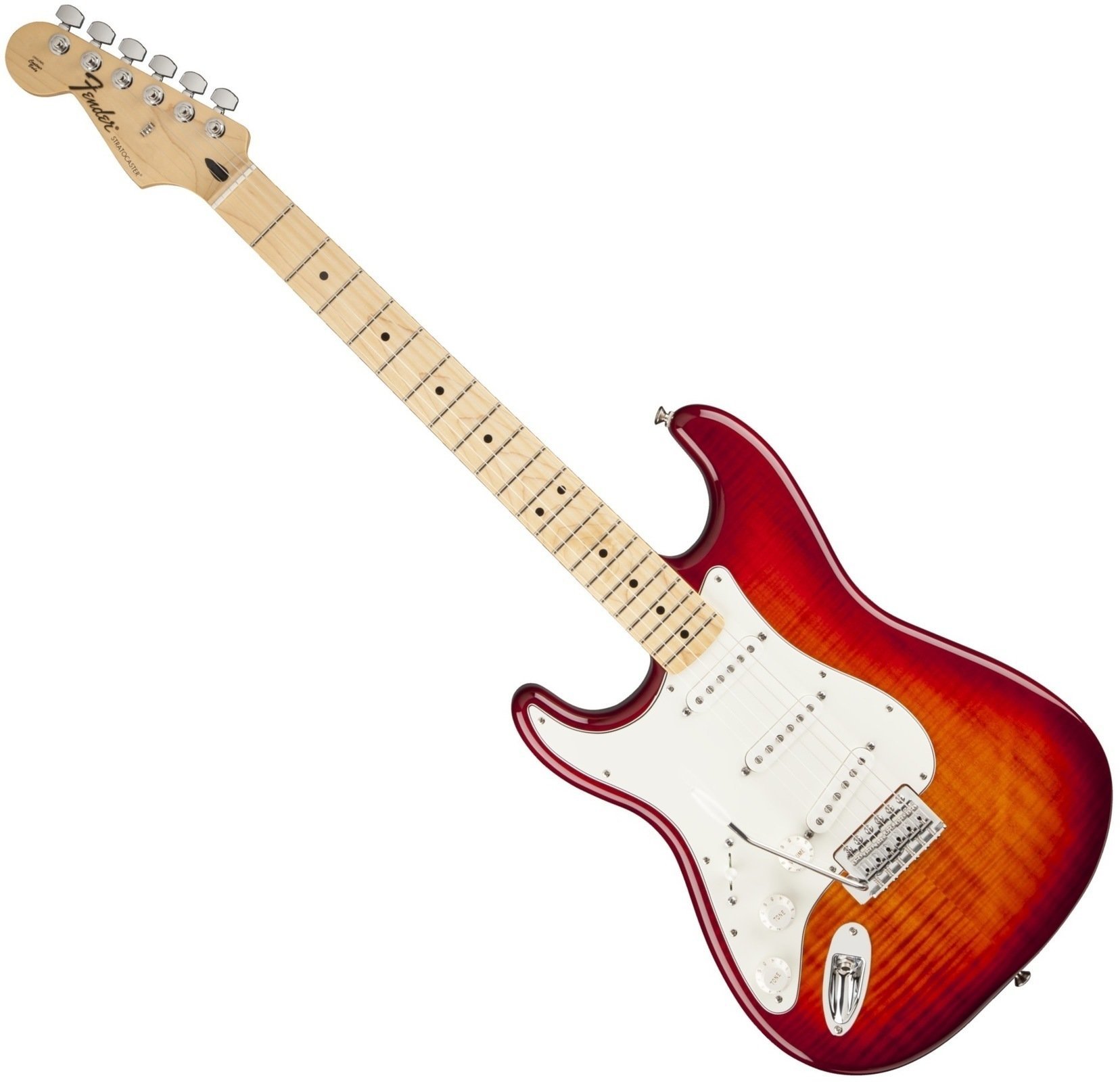 Elektrische gitaar voor linkshandige speler Fender Standard Stratocaster Plus Top Left Handed, Maple Fingerboard, Aged Cherry Burst