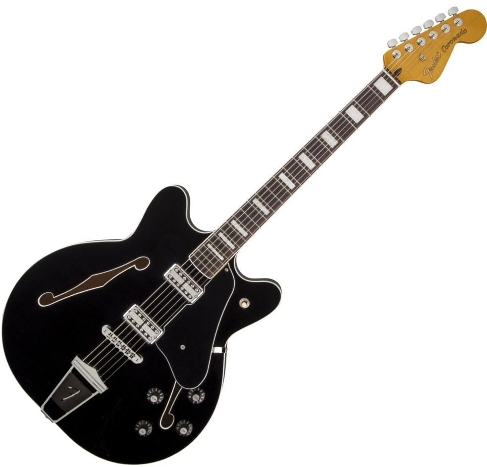 Semi-akoestische gitaar Fender Coronado, Rosewood Fingerboard, Black