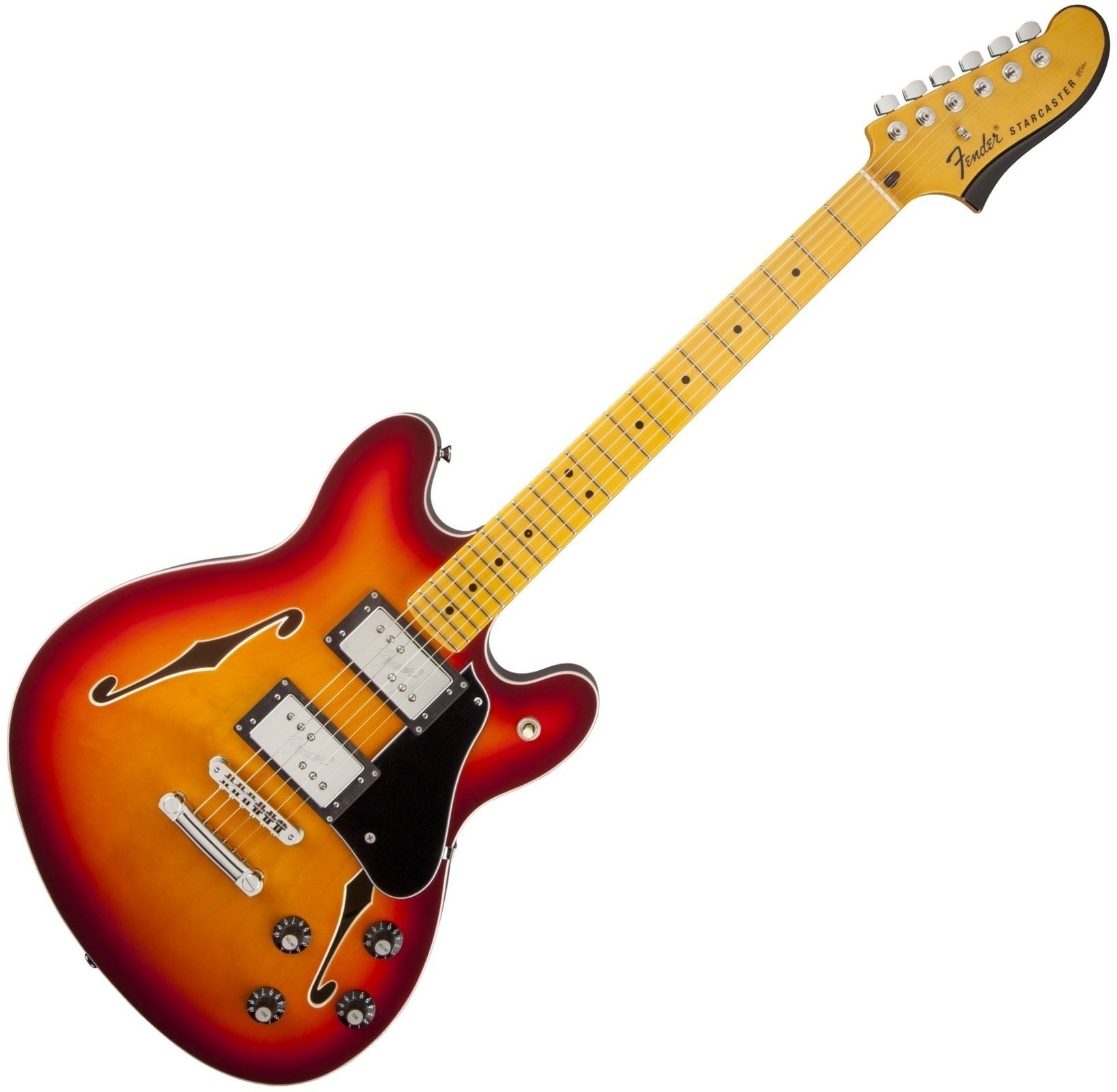 Félakusztikus - jazz-gitár Fender Starcaster, Maple Fingerboard, Aged Cherry Burst