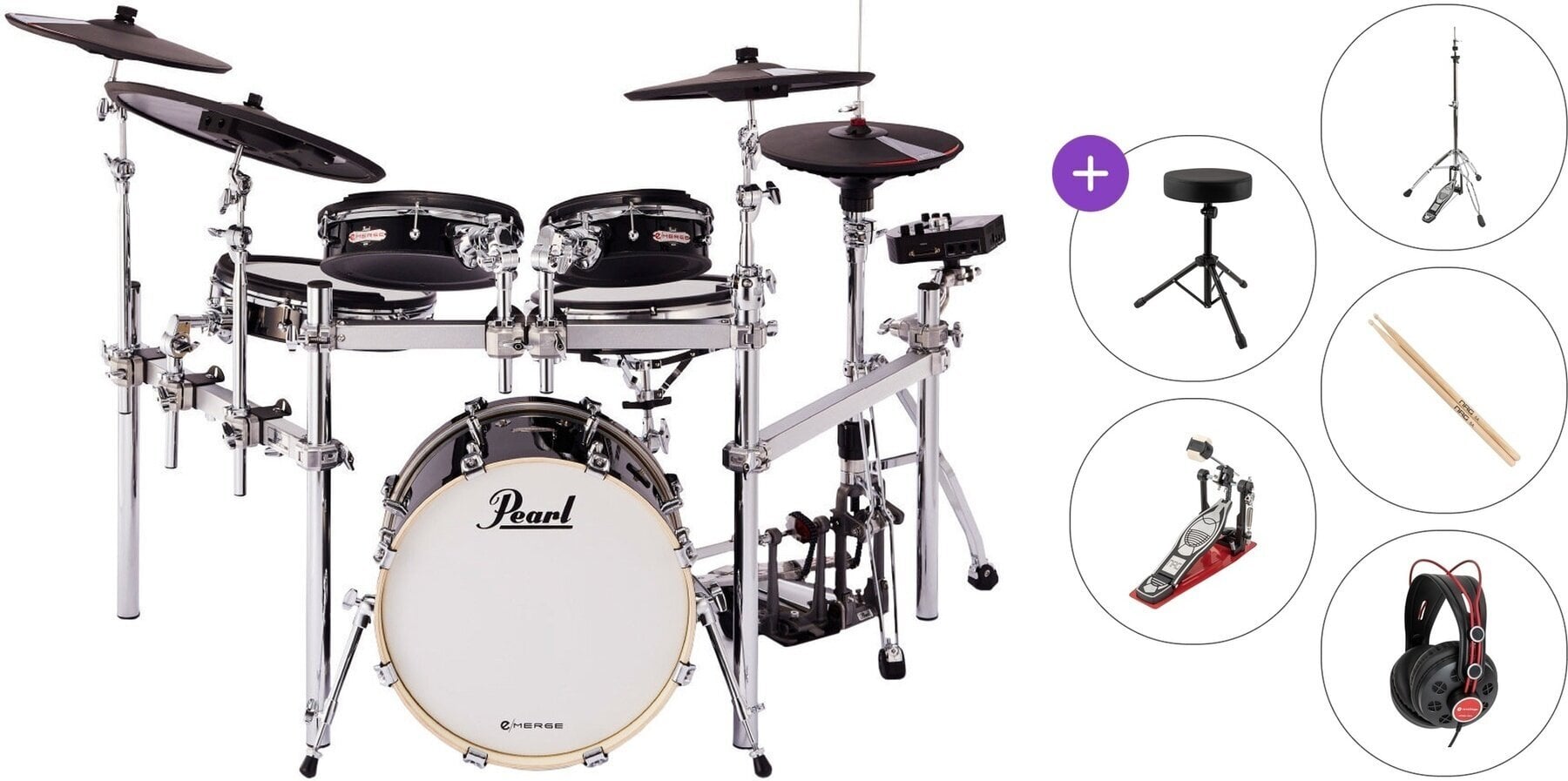 Elektronisch drumstel Pearl P-EM-53HB e/Merge Hybrid Standard SET Black Elektronisch drumstel