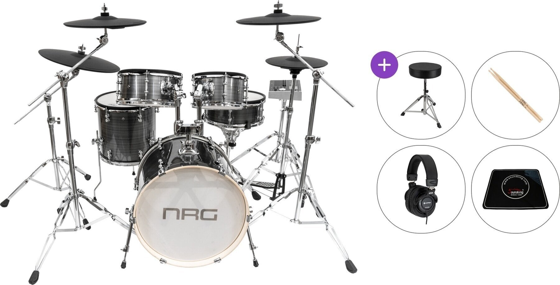 Electronic Drumkit NRG EDK-1000 Pro Kit Premium SET Grey Electronic Drumkit