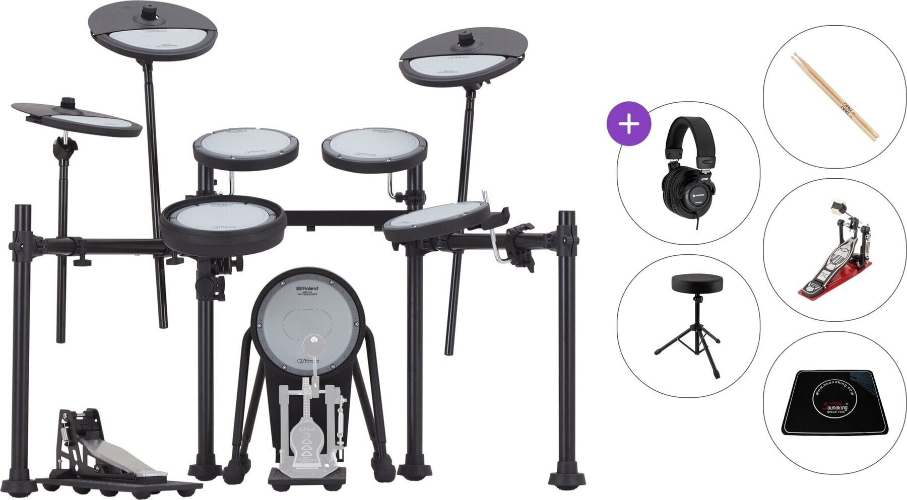 Elektronisch drumstel Roland VQD106PADS Premium SET Black Elektronisch drumstel