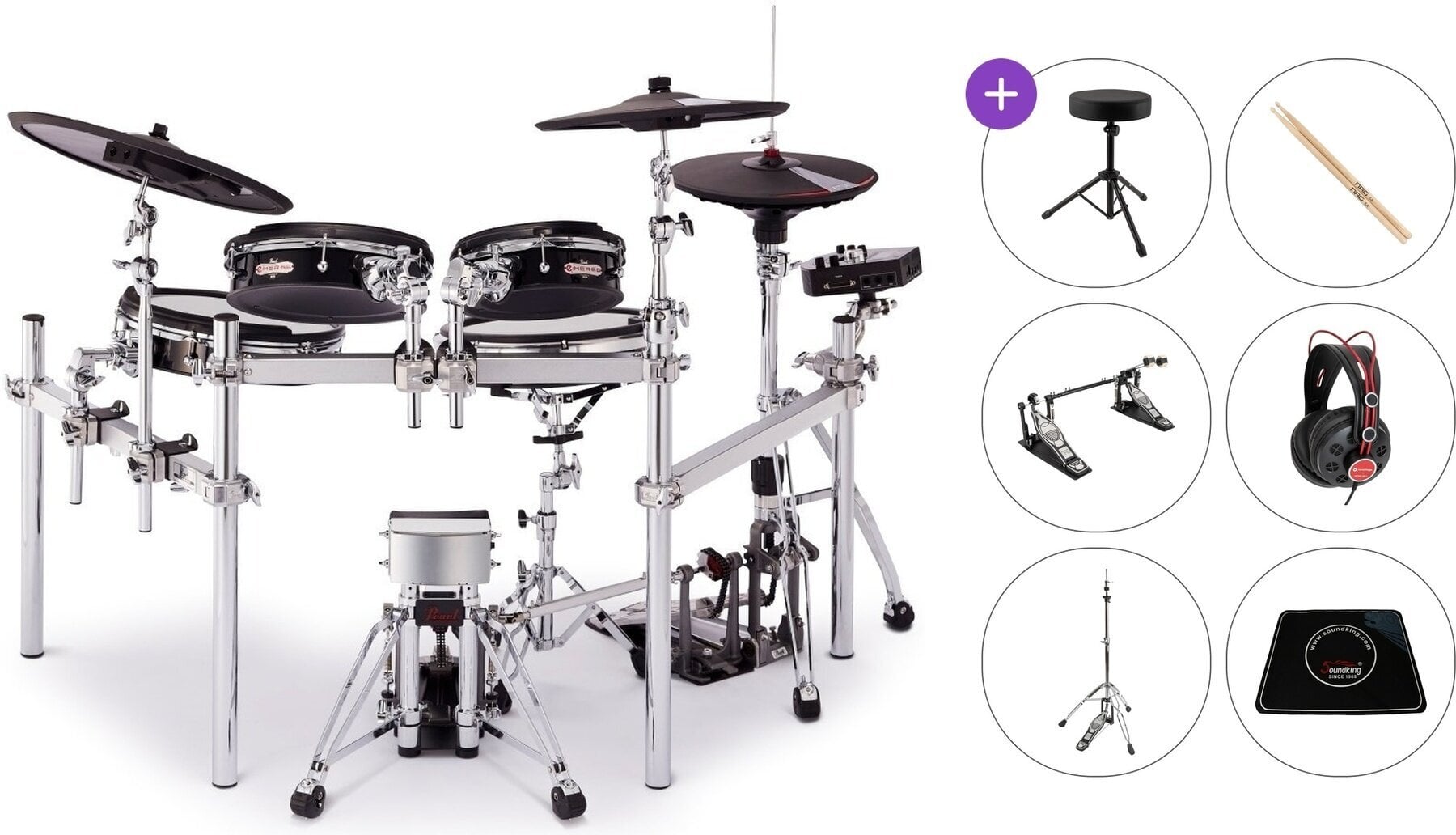 Elektroniskais bungu komplekts Pearl P-EM-53T e/Merge Traditional Premium SET Black Elektroniskais bungu komplekts