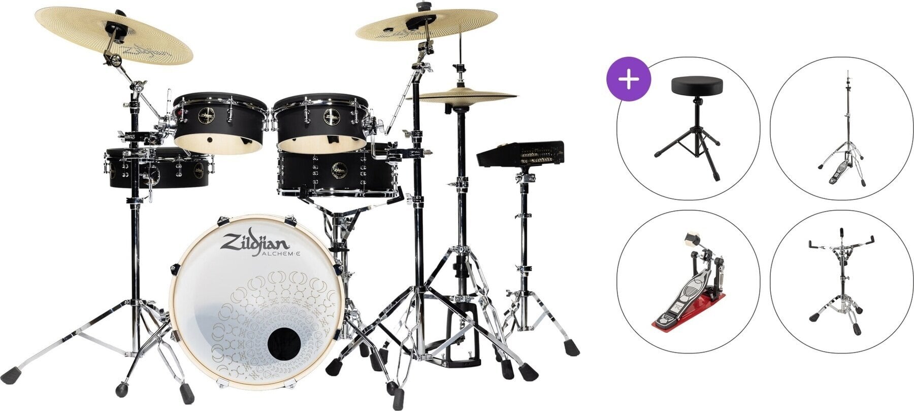 Elektronisch drumstel Zildjian Alchem-E Bronze EX Basic SET Matte Black Wrap Elektronisch drumstel