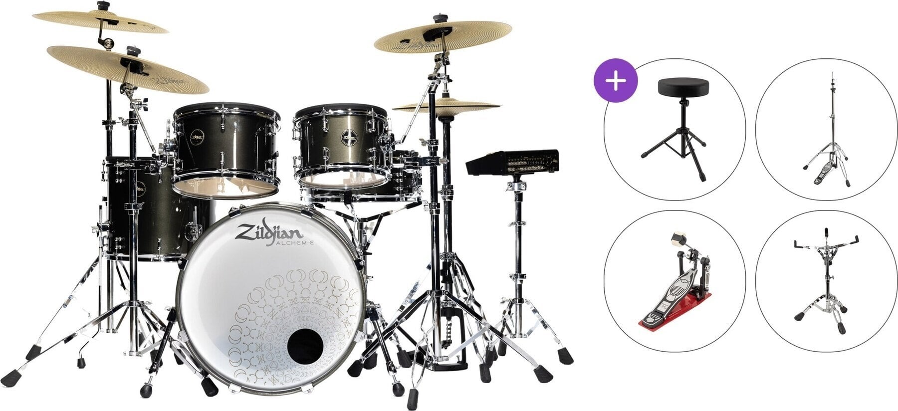 Elektronisch drumstel Zildjian Alchem-E Gold EX Basic SET Black Gold Foundry Shimmer Gloss Lacquer Elektronisch drumstel