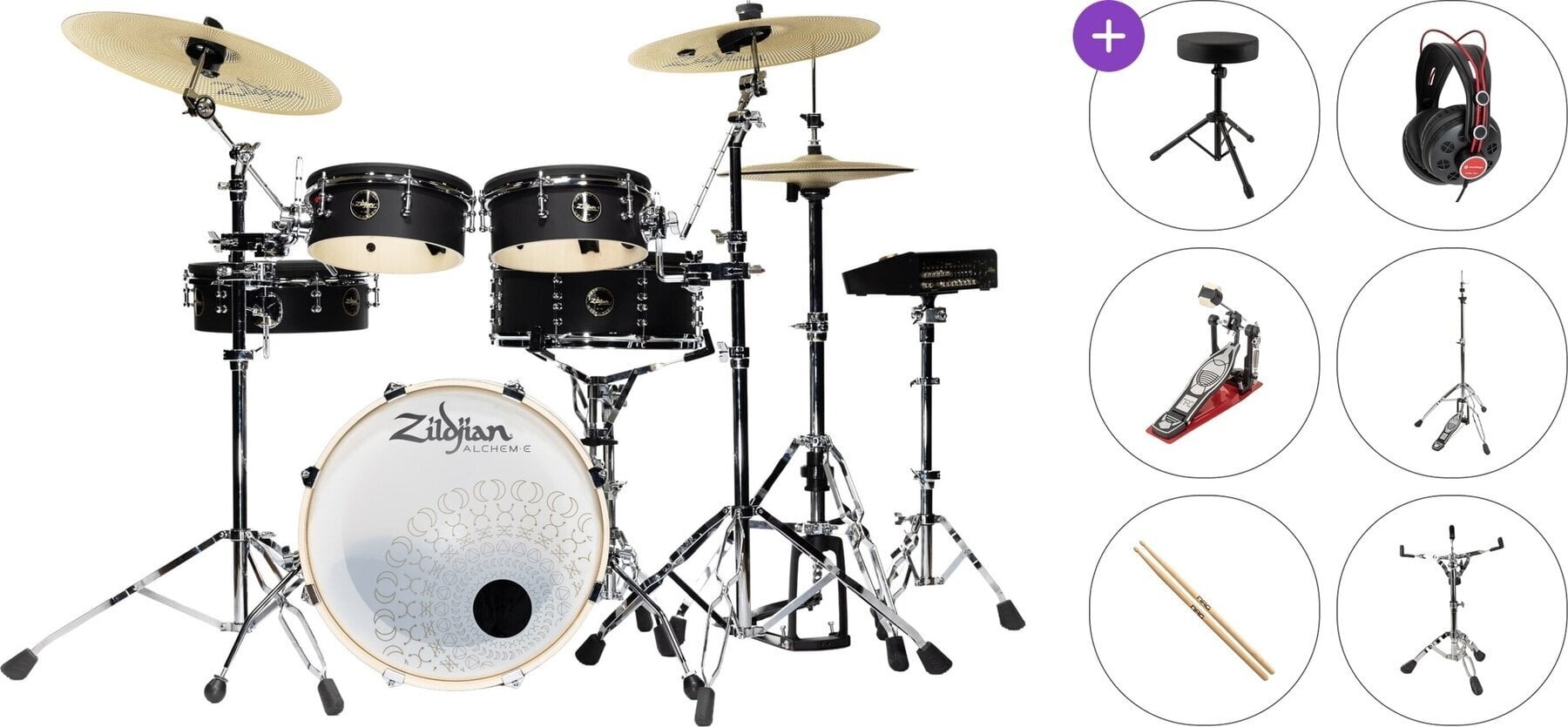 Комплект електронни барабани Zildjian Alchem-E Bronze EX Standard SET Matte Black Wrap Комплект електронни барабани