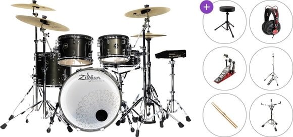 Комплект електронни барабани Zildjian Alchem-E Gold EX Standard SET Black Gold Foundry Shimmer Gloss Lacquer Комплект електронни барабани - 1