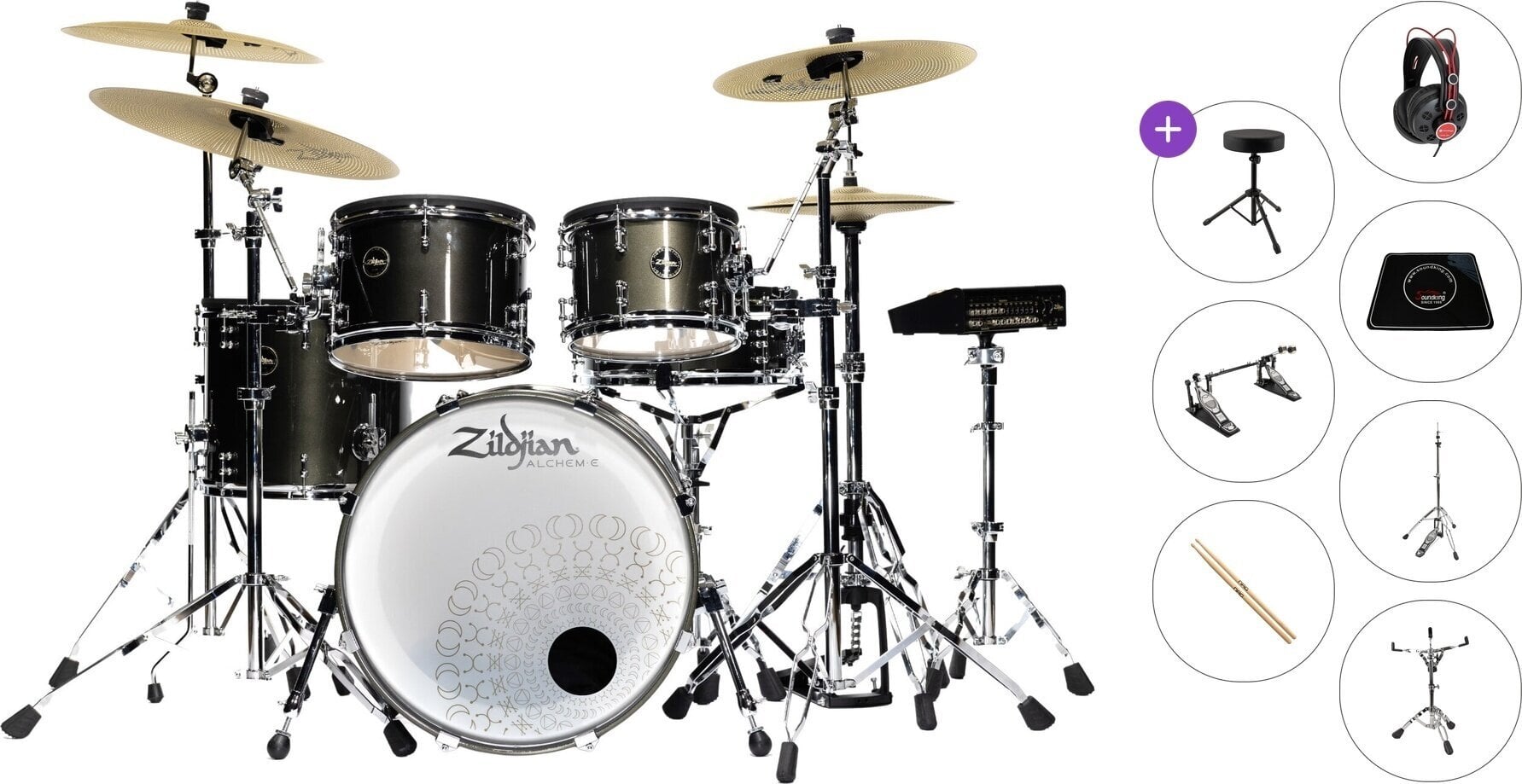 Elektronisch drumstel Zildjian Alchem-E Gold EX Premium SET Black Gold Foundry Shimmer Gloss Lacquer Elektronisch drumstel